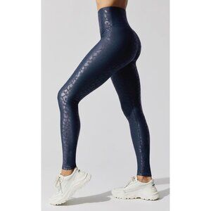 Carbon38 High Rise 7/8 Leggings Womens Small Blue Leopard Takara Shine Pilates